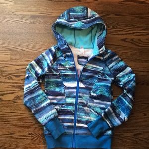 Girls Ivivva zipper hoodie. Multi color blue